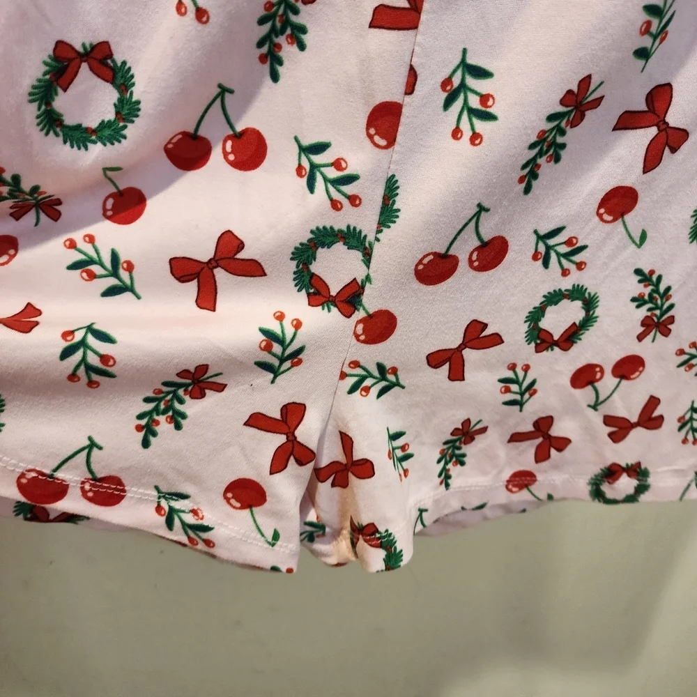 Holliday Short One Piece Onessie Festive Pink Holiday Pajama Size  L